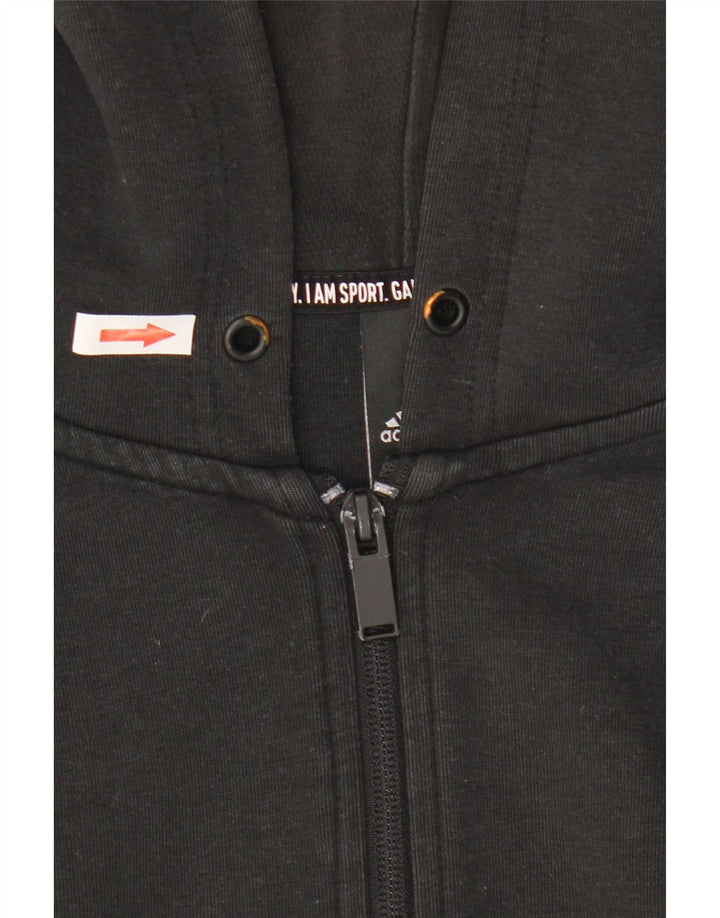 Adidas Herren-Kapuzenpullover mit Reißverschluss, mittelschwarz, Baumwolle