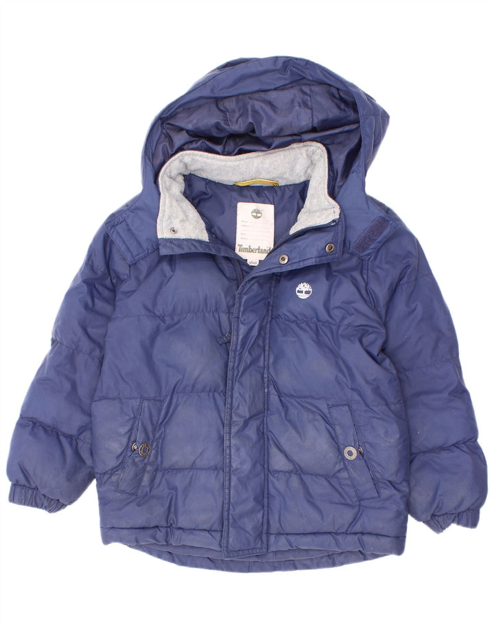 Timberland wattierte Jungenjacke mit Kapuze, 4–5 Jahre, marineblaues Polyester