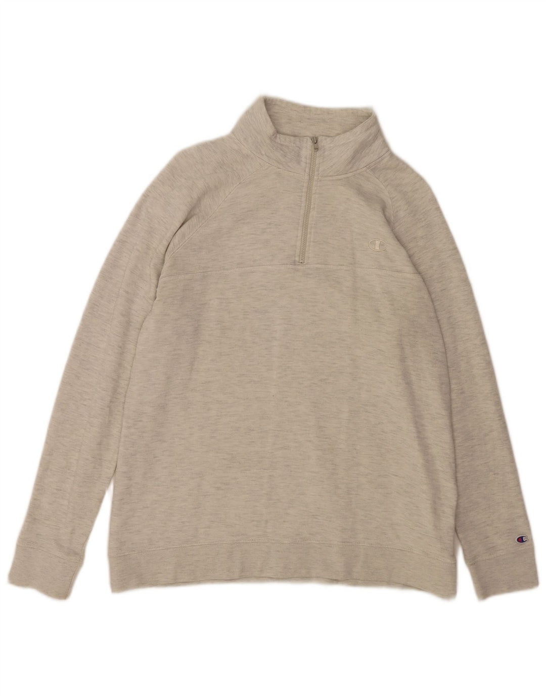 CHAMPION Herren-Sweatshirt mit Reißverschluss am Hals, groß, grau gesprenkelte Baumwolle