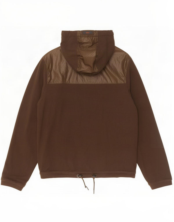 Hugo Boss Mens Hooded Reversible Jacket UK 40 Large Brown Cotton