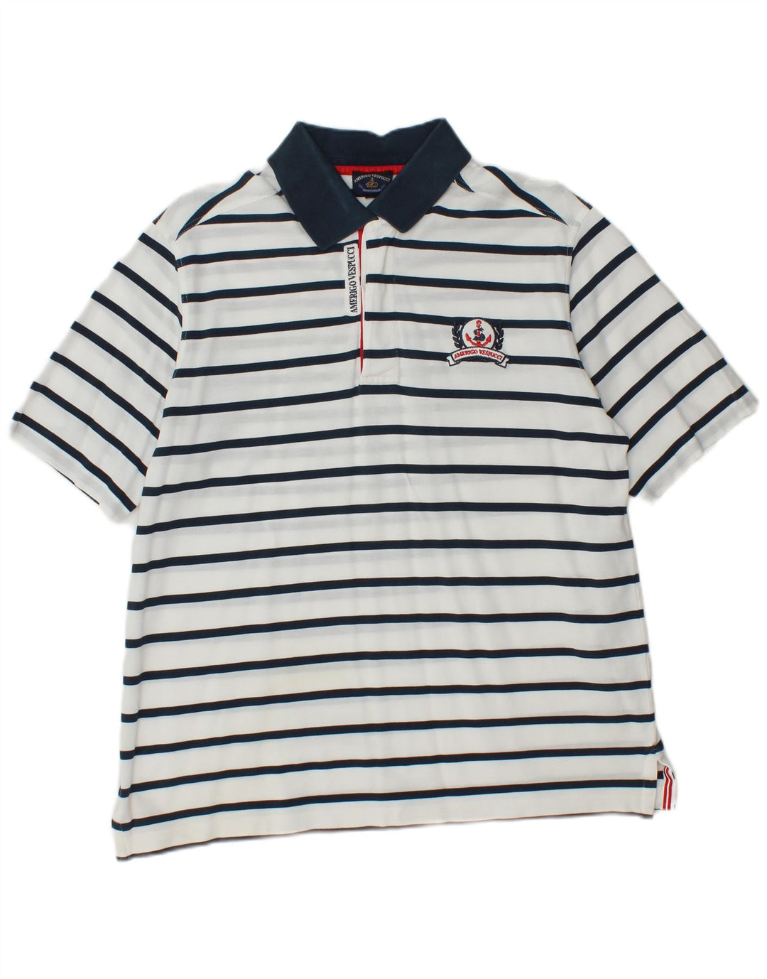 Amerigo Vespucci Herren Rugby-Poloshirt, groß, weiß gestreift
