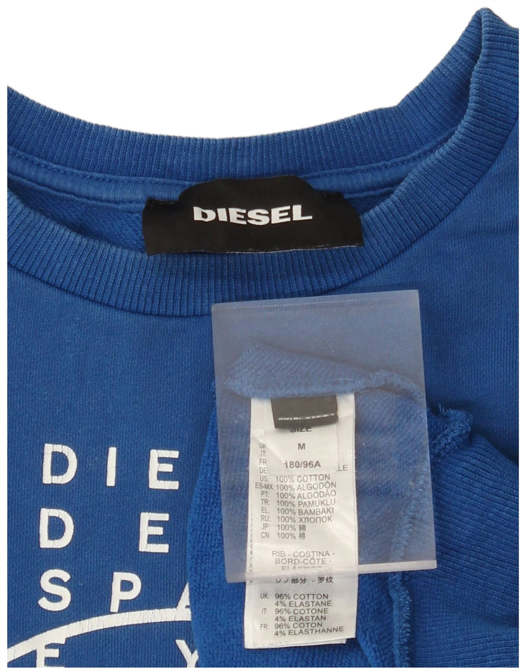DIESEL Grafischer Herren-Sweatshirtpullover aus mittelblauer Baumwolle