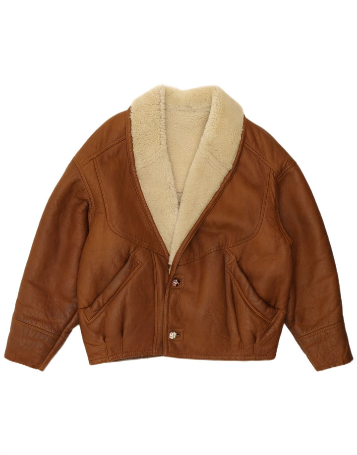 Vintage Herren Shearling Jacke UK 38 Mittelbraunes Shearling