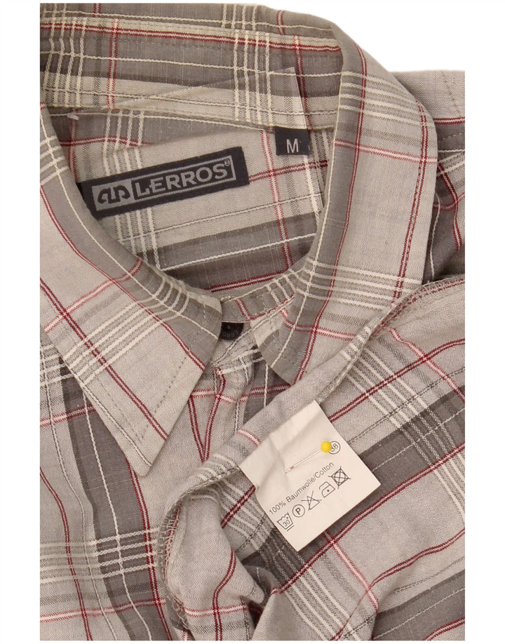 LERROS Mens Shirt Medium Grey Check Cotton