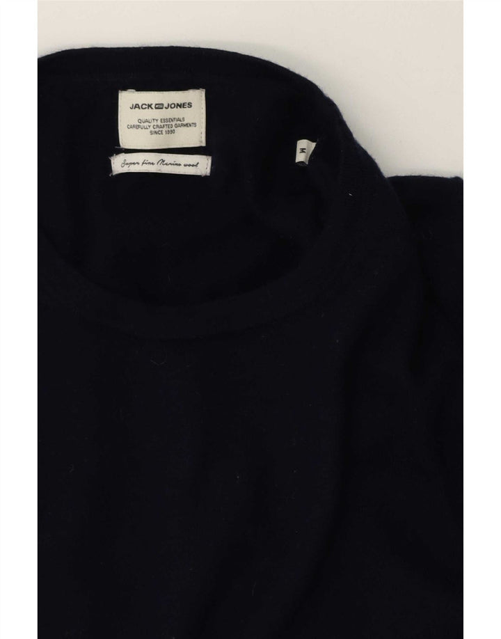 Jack & Jones Herren-Pullover mit Rundhalsausschnitt, mittelmarineblaue Merinowolle