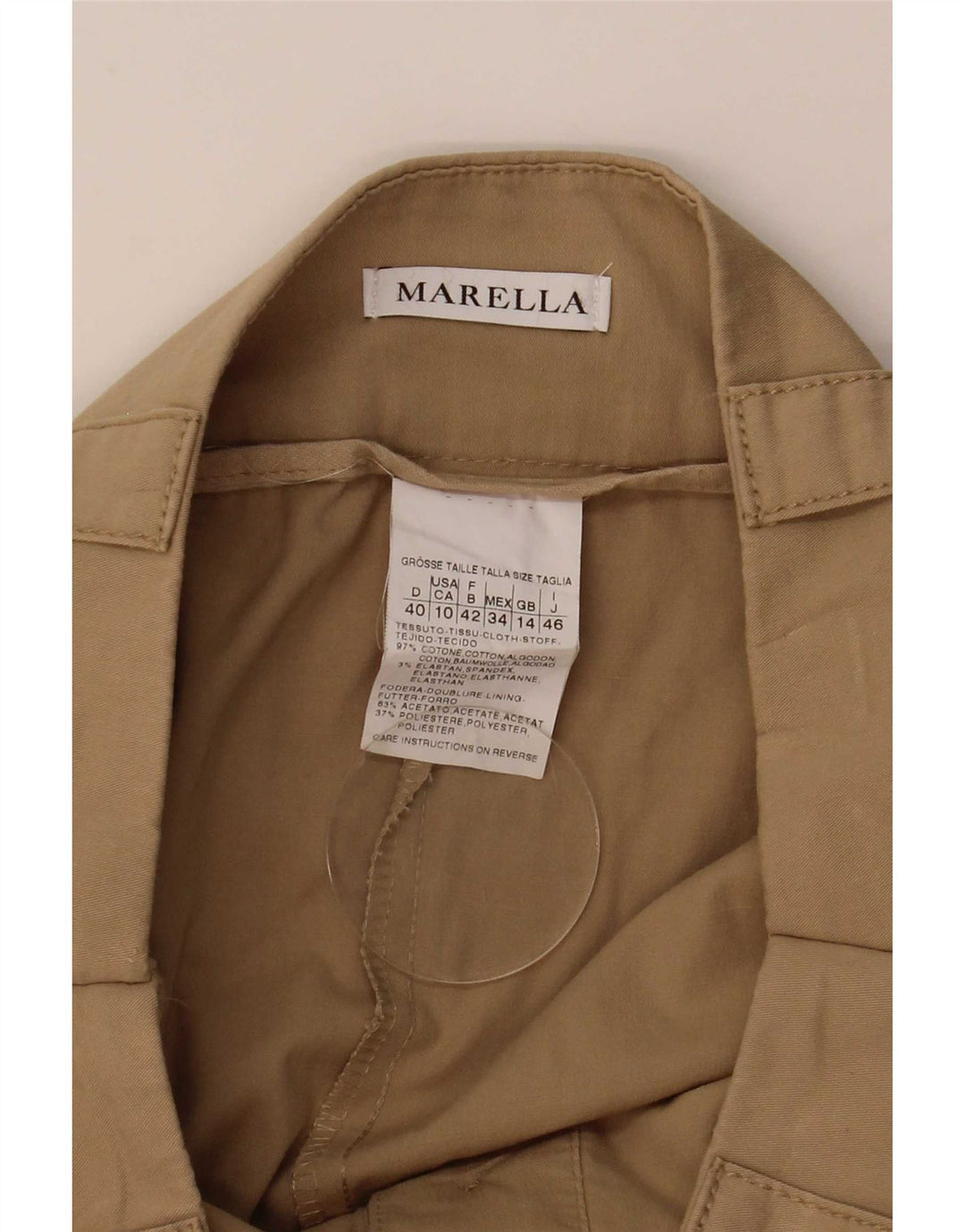 Marella Damen gerader Rock UK 14 Medium W29 Beige Baumwolle