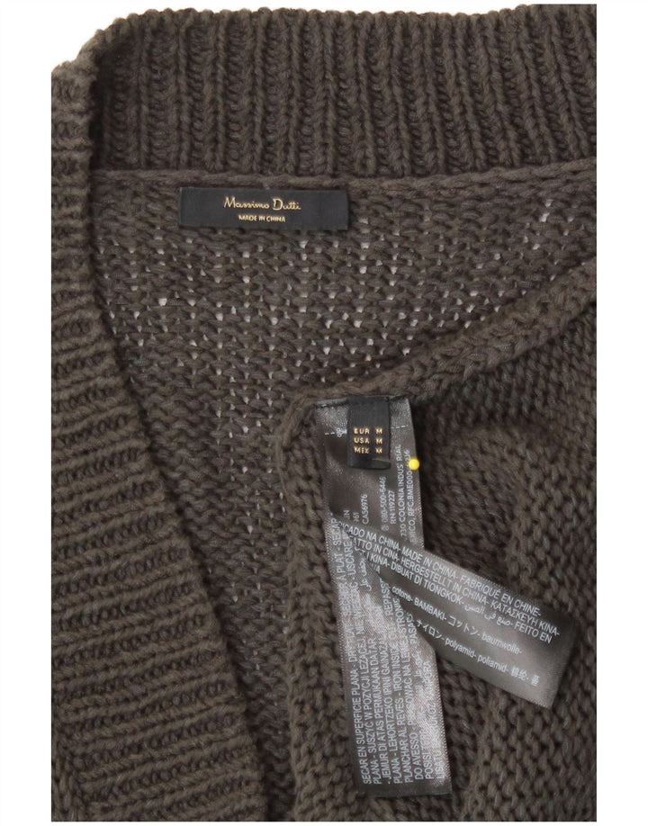 Massimo Dutti Damen-Cardigan-Pullover UK 12 Mittelgraue Baumwolle