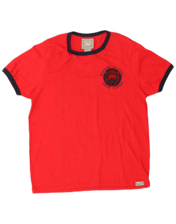 Fila Herren T-Shirt Top XL Rot Baumwolle