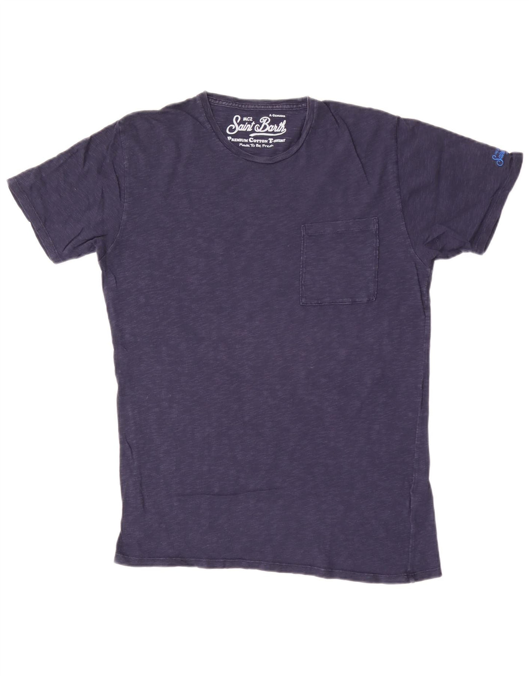 MC2 SAINT BARTH Herren-T-Shirt-Oberteil aus mittelblauer, melierter Baumwolle