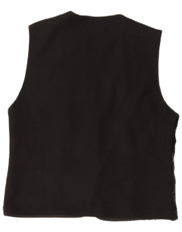 Vintage Womens Waistcoat UK 14 Medium Black Patchwork