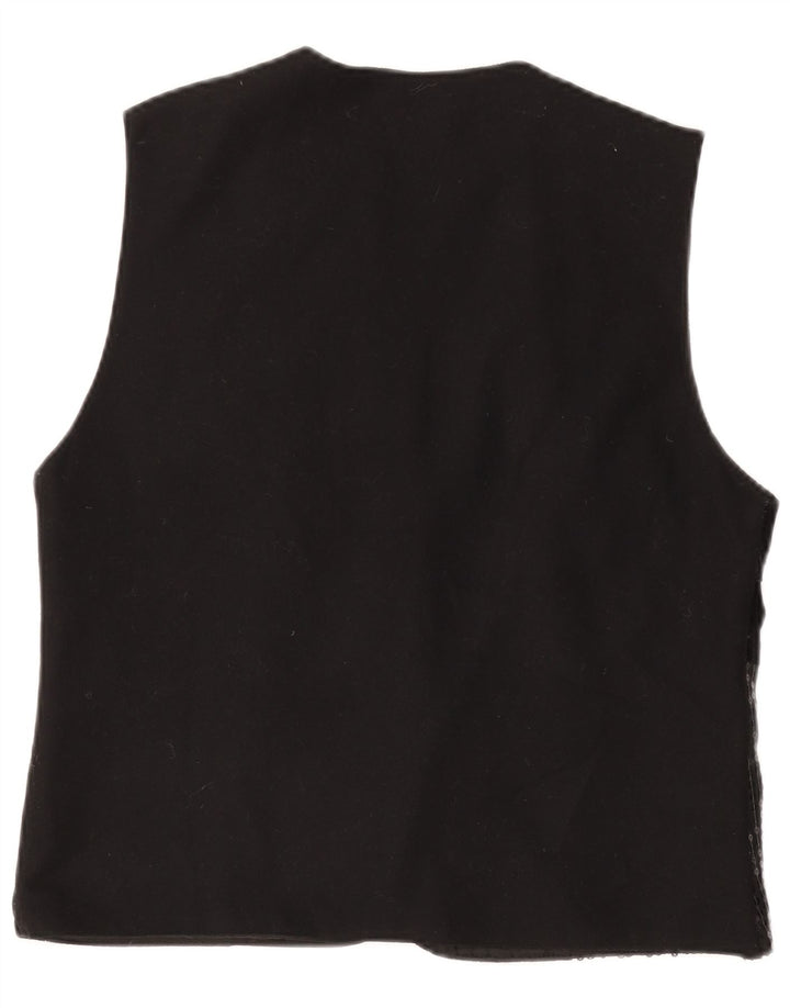 Vintage Damen Weste UK 14 Medium Schwarz Patchwork