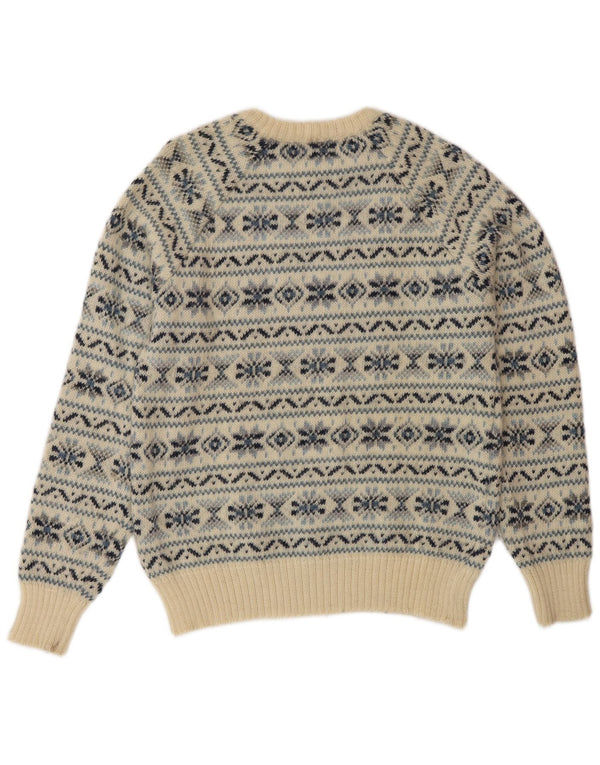 Silvy Herren Pullover mit Rundhalsausschnitt IT 48 Mittelbeige Fair Isle