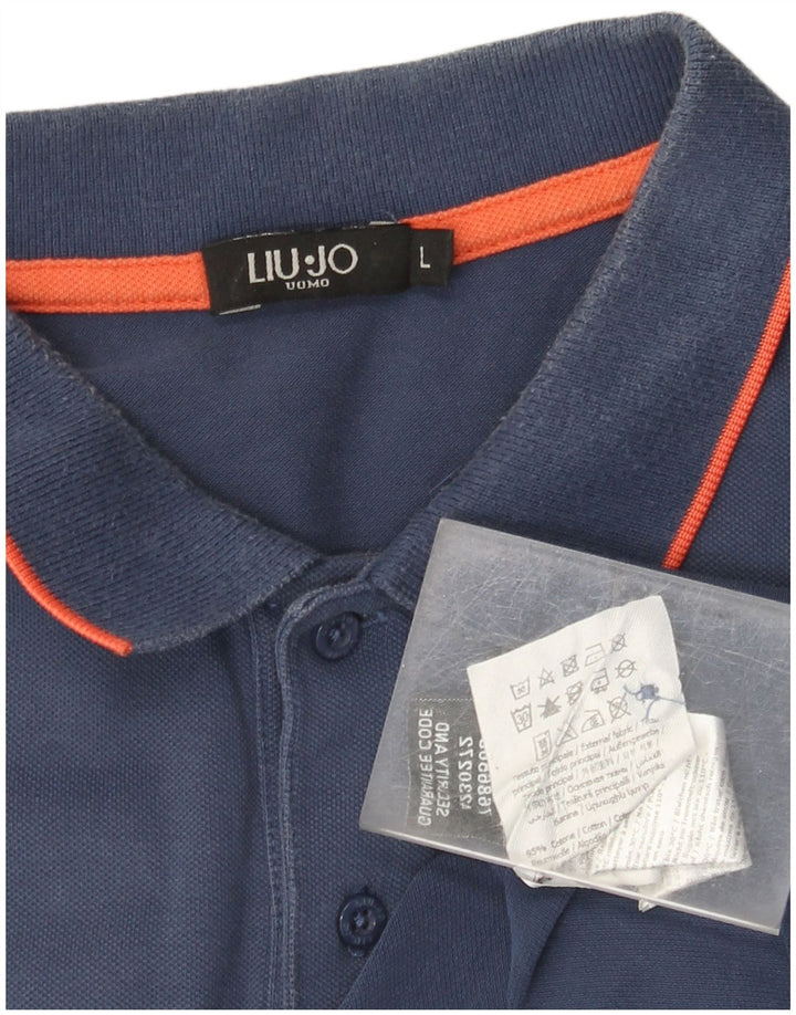 Liu Jo Herren-Poloshirt, groß, marineblau, Baumwolle