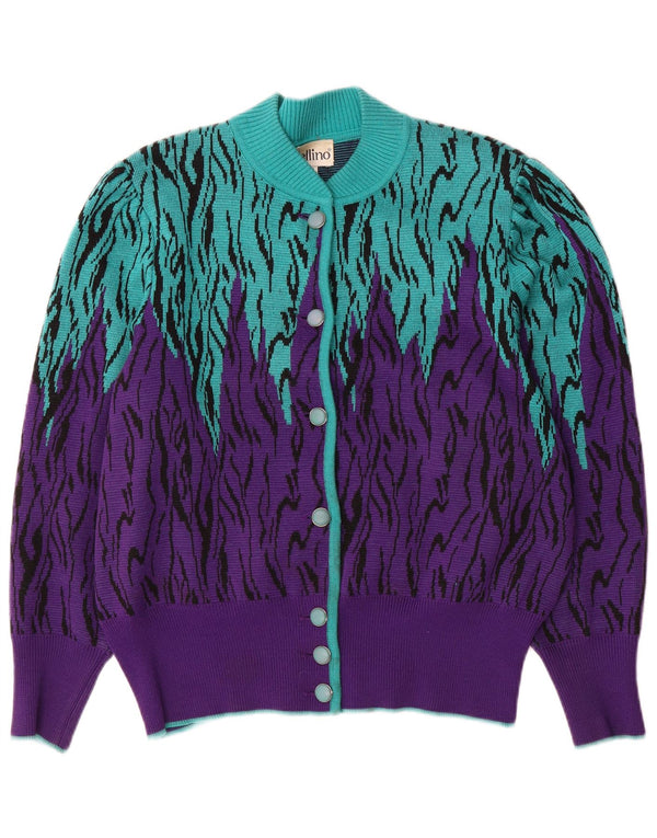 Bellino Womens Regular Fit Cardigan Sweater UK 16 Large Purple Colourblock