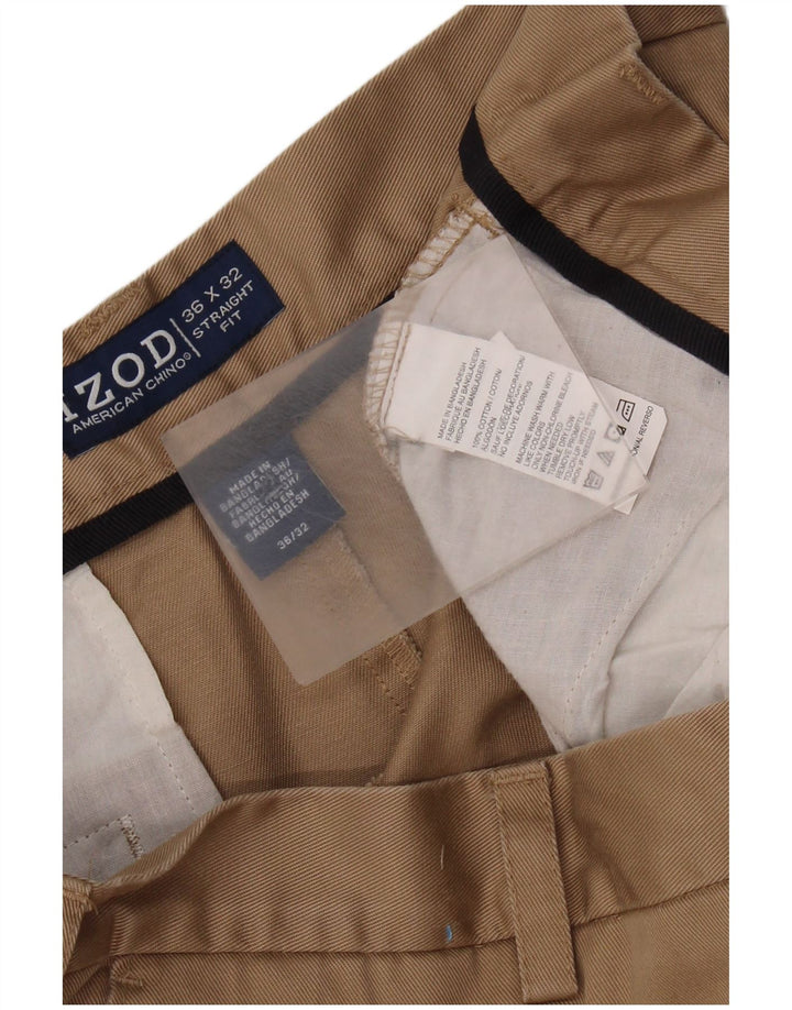 IZOD Herren gerade Chinohose W36 L32 Beige Baumwolle