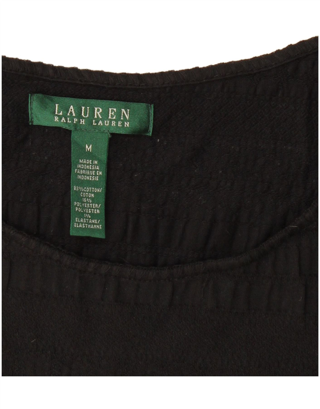 RALPH LAUREN Damen Blusenoberteil UK 12 Mittelschwarze Baumwolle