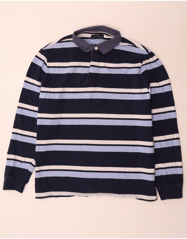 Marks & Spencer Herren Blue Harbor Rugby Poloshirt 3XL Marineblau gestreift