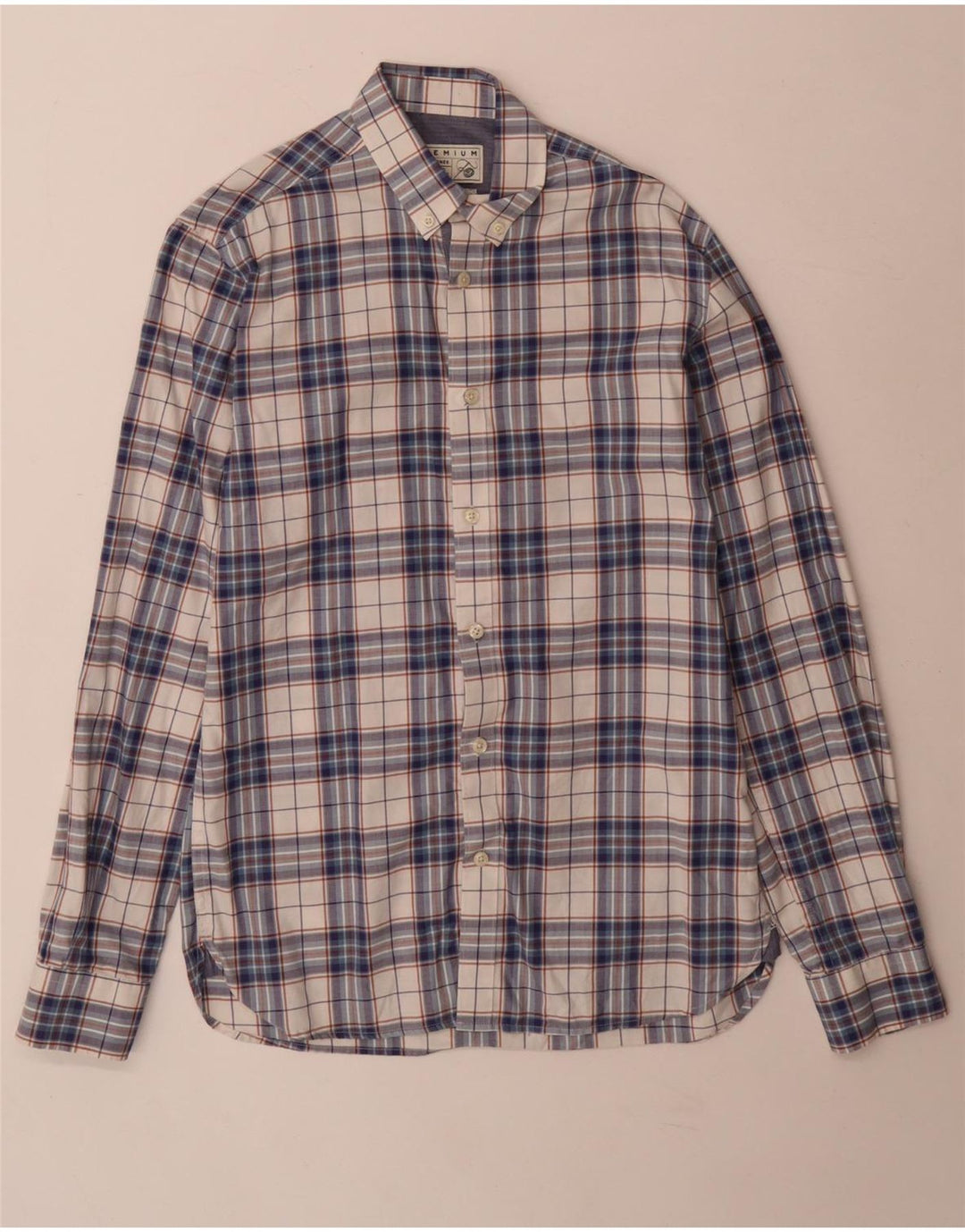 Jack & Jones Herren-Hemd, maßgeschneidert, klein, blau kariert, Baumwolle