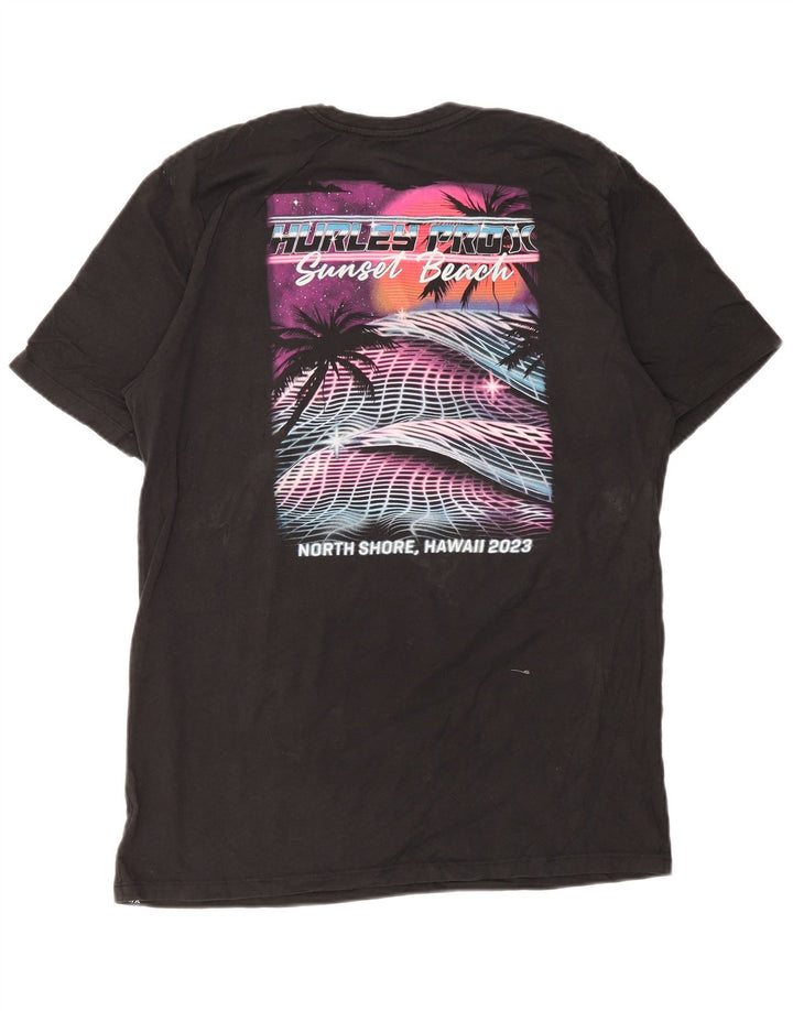 Hurley Herren-T-Shirt mit Grafik, Größe L, aus schwarzer Baumwolle