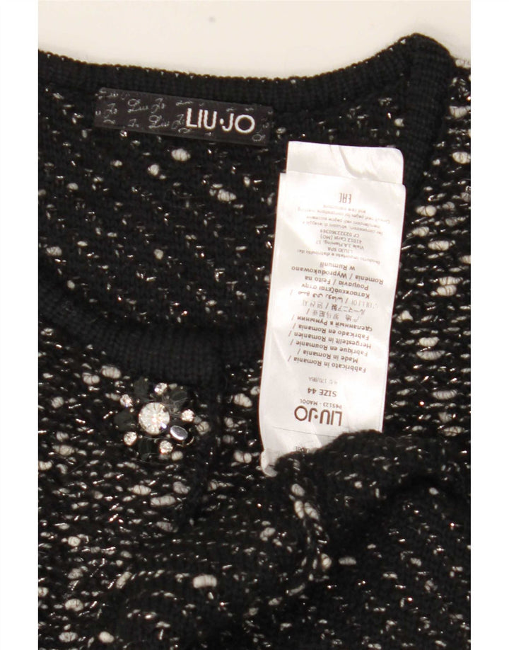 Liu Jo Damen Longline Kurzarm-Strickjacke IT 44 Mittelschwarz
