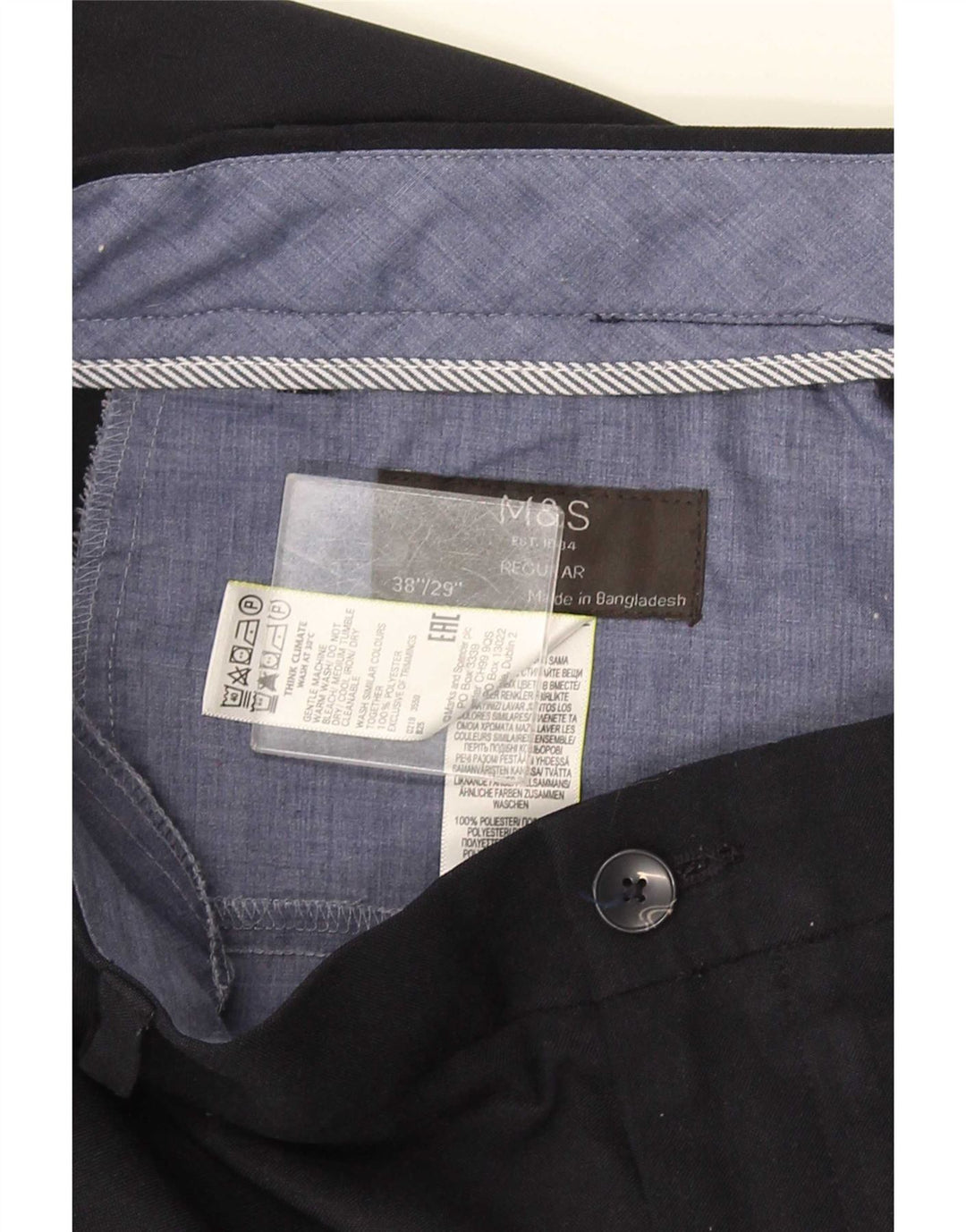 Marks & Spencer Herren-Chinohose, normal, W38, L29, Marineblau, Polyester