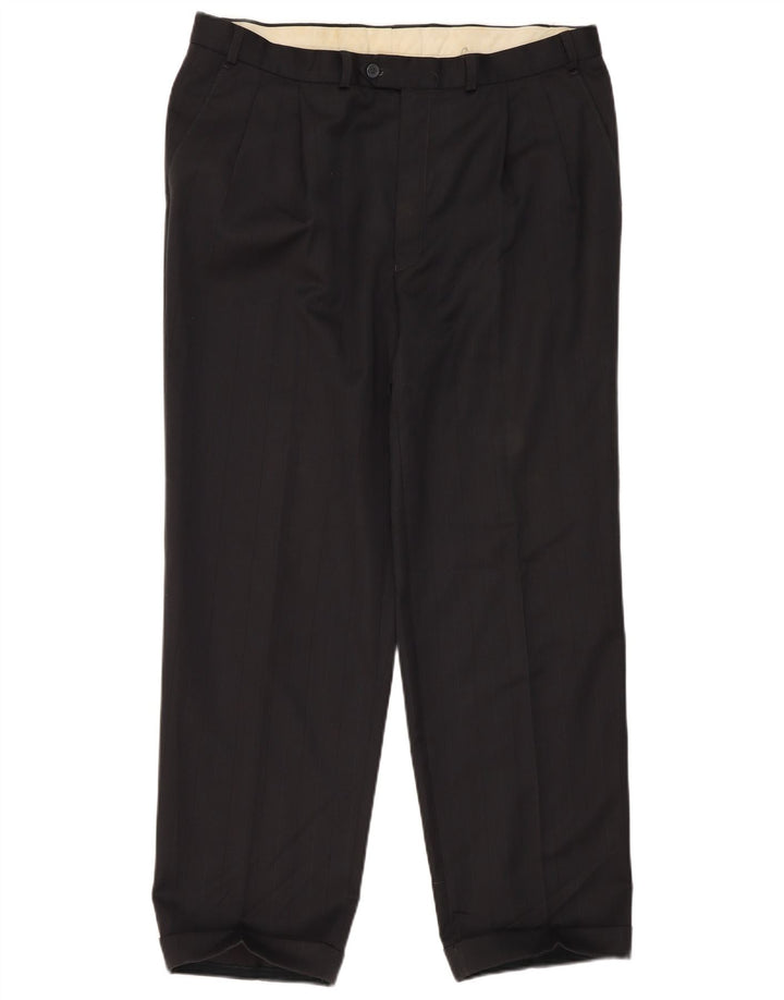 Marks & Spencer Herren-Anzughose mit Pegged-Anzug, W38, L31, schwarzes Polyester