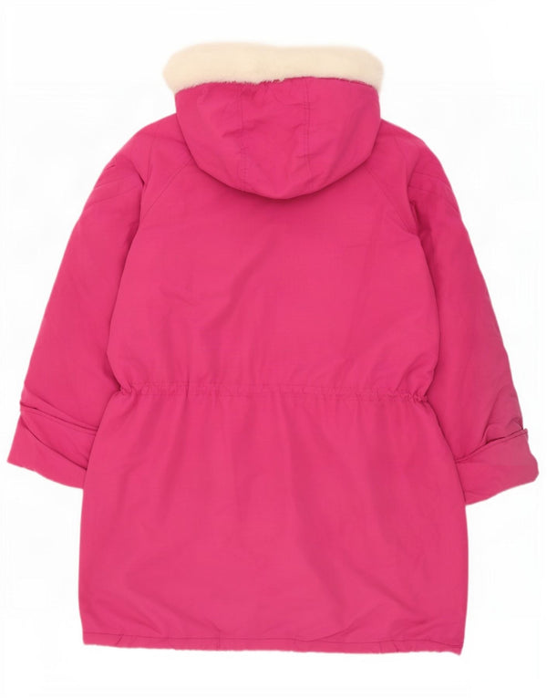 Vintage Damen Parka-Jacke mit Kapuze, übergroß, UK 16, groß, rosa, Polyester