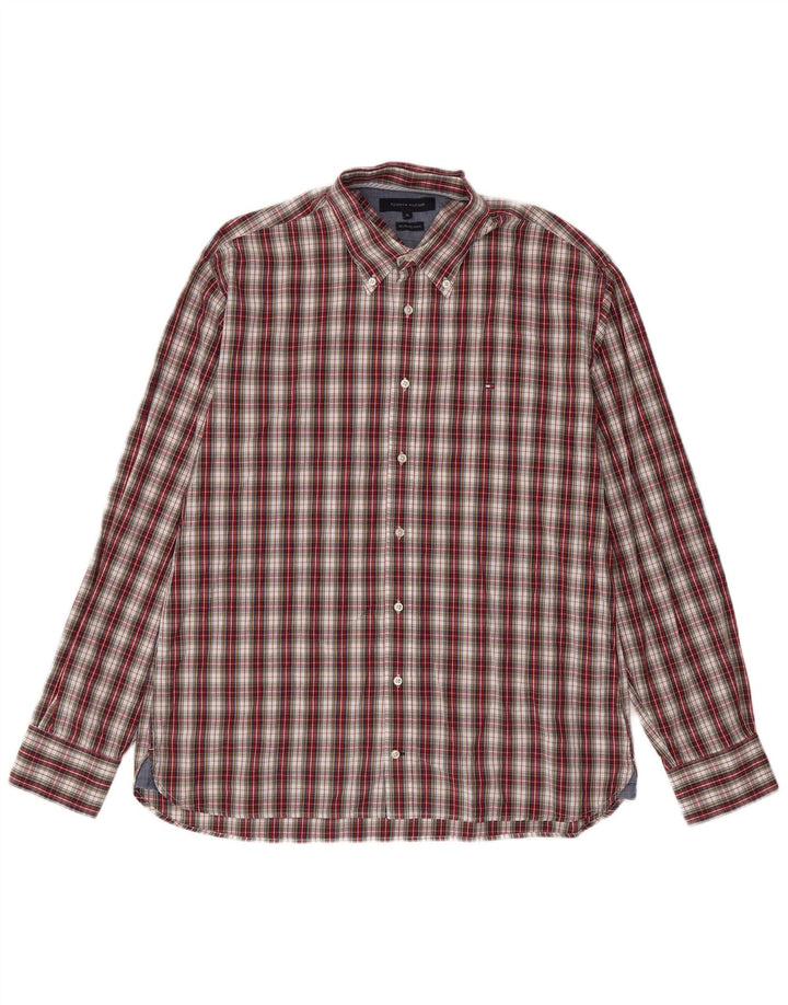 Tommy Hilfiger Herrenhemd XL, rot kariert, Baumwolle