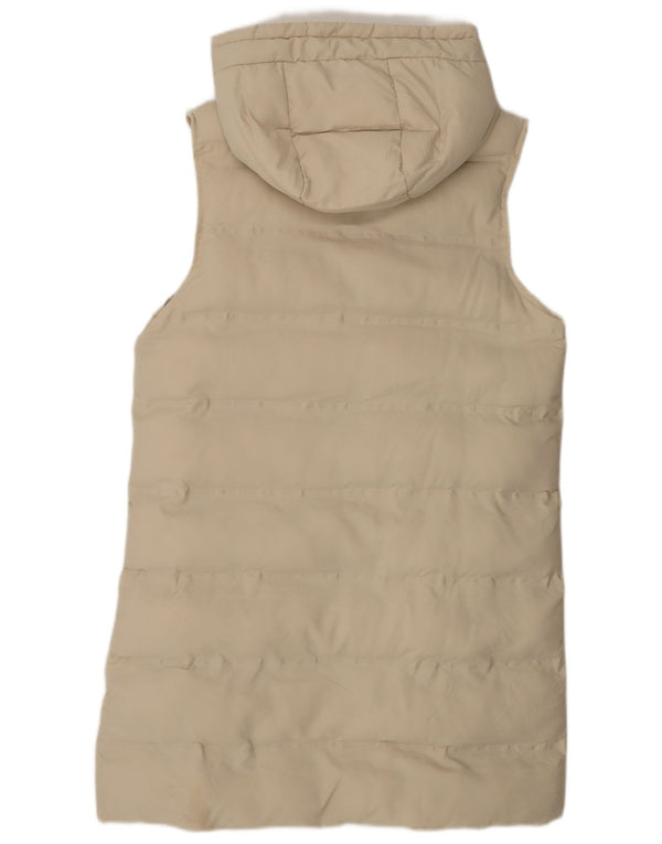 Zara Damen Kapuzen-Longline-Wattierungsweste UK 10 Small Beige