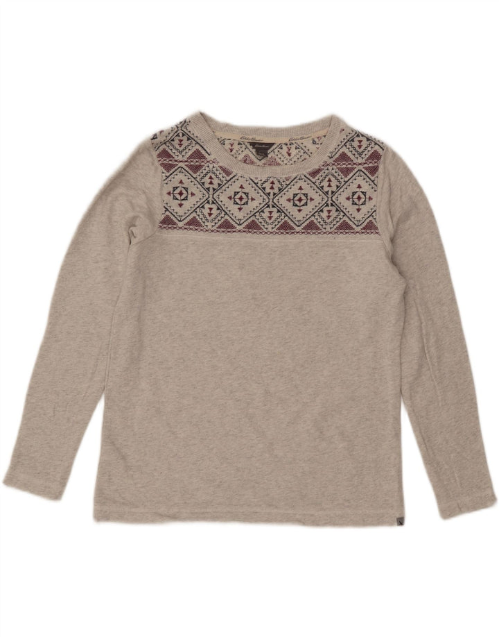 EDDIE BAUER Womens Oversized Sweatshirt Jumper UK 10 Small Grey Fair Isle