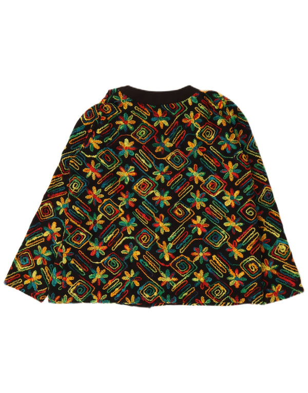 Vintage Damen Cardigan Pullover UK 18 XL Schwarz Geometrisch