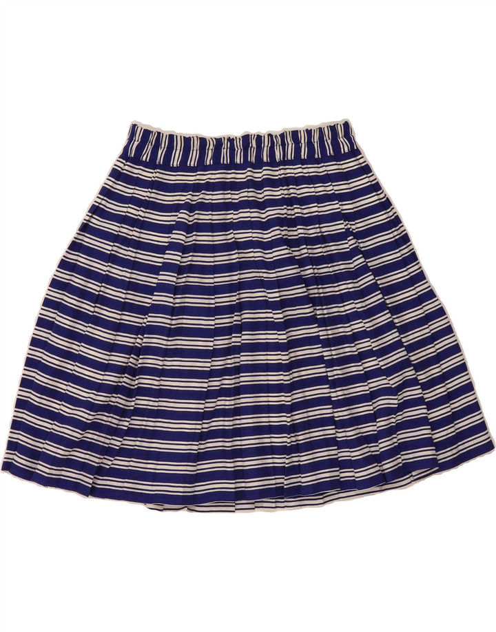 LOREDANA Womens A-Line Skirt W28 Medium Navy Blue Striped Viscose Vintage Loredana and Second-Hand Loredana from Messina Hembry 