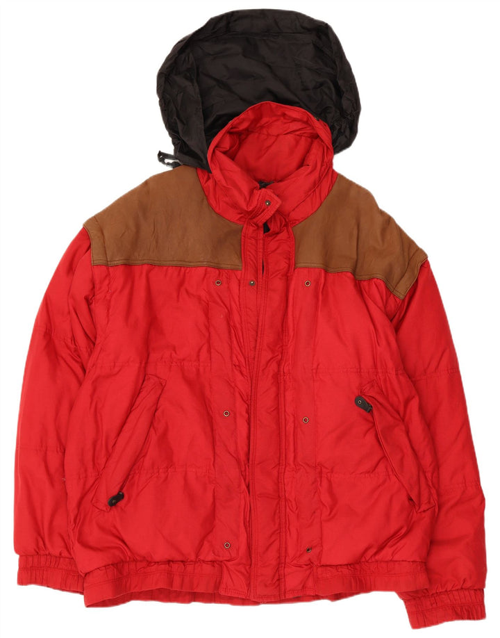 Daniel Hechter Herren Wattierte Jacke IT 52 XL Rot Colourblock Polyamid