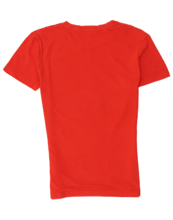 Calvin Klein Jeans Damen Grafik-T-Shirt-Oberteil UK 6 XS Roter Farbblock