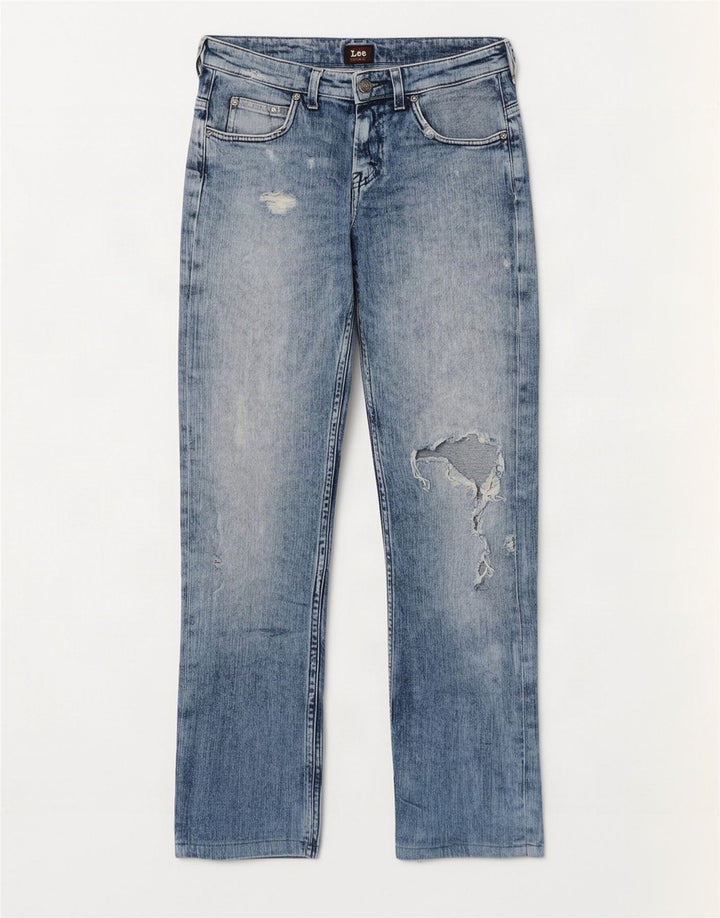 Lee Herren Knox Distressed Straight Jeans W29 L30 Blaue Baumwolle