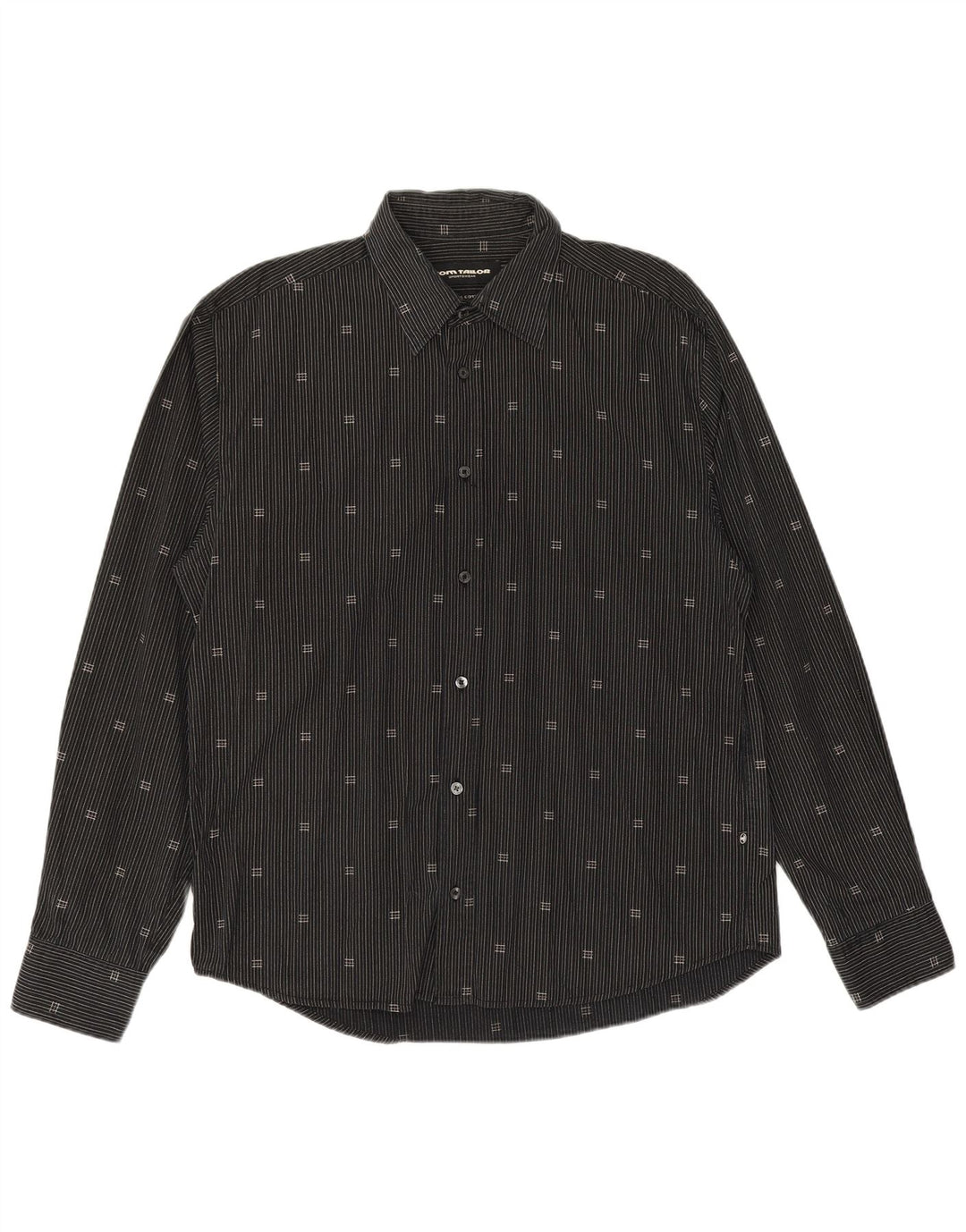 TOM TAILOR Herrenhemd XL Schwarz Nadelstreifen Baumwolle
