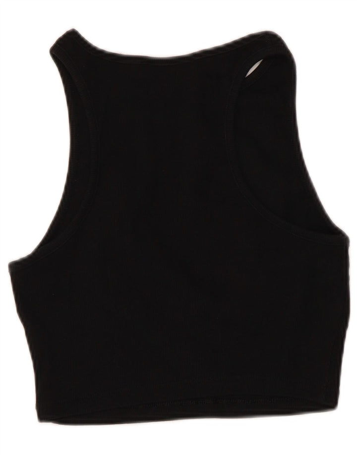 Zara Damen Ärmelloses Crop Top UK 14 Large Schwarz