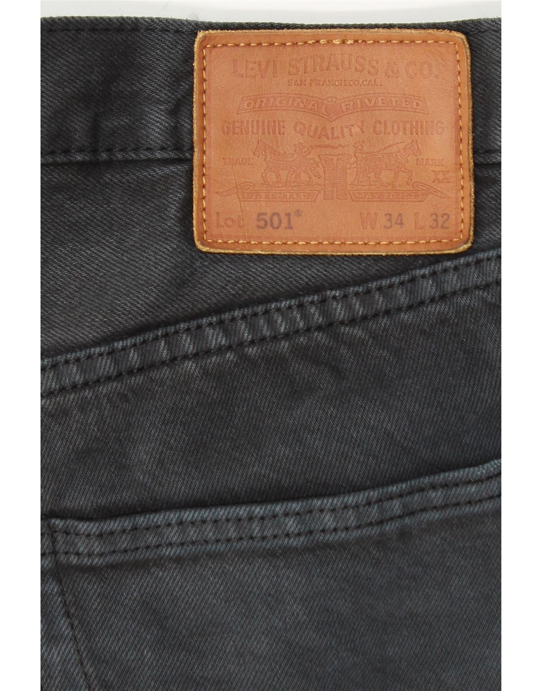 LEVI'S Herren 501 Straight Jeans W34 L32 Schwarze Baumwolle