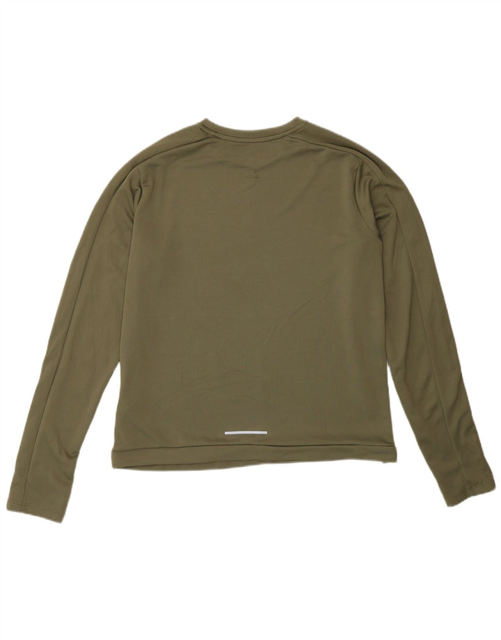Nike Damen Dri Fit Top Langarm UK 14 Medium Khaki Polyester
