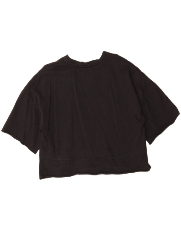 Zara Womens Oversized Crop T-Shirt Top UK 10 Small Black Cotton