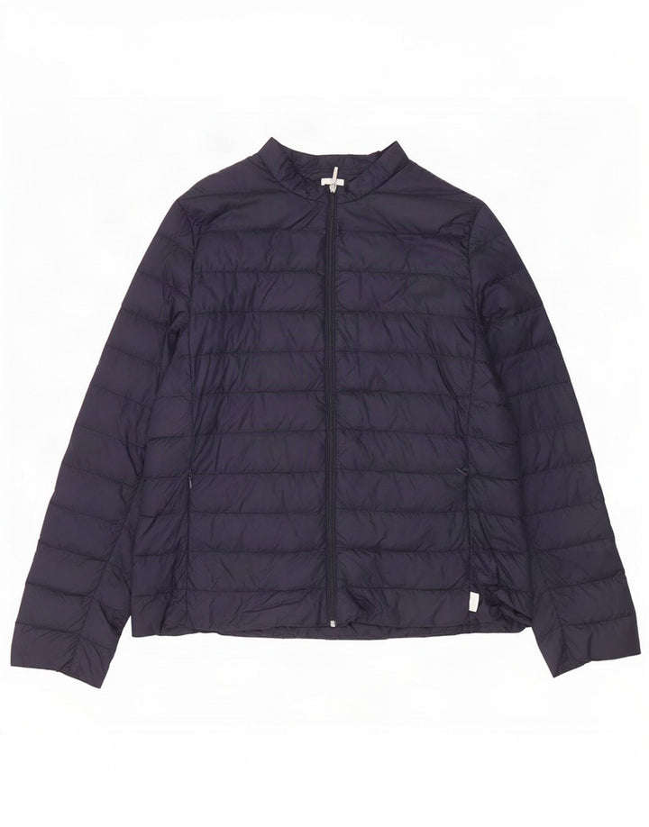 Max Mara Damen Wattierte Jacke UK 16 Large Marineblaues Polyamid