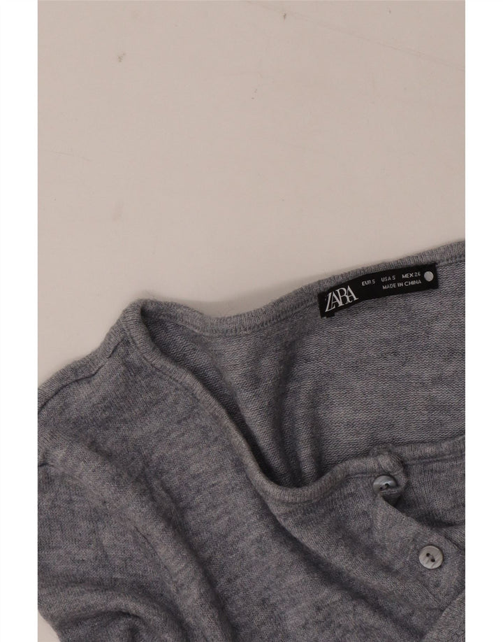 Zara Damen Crop Cardigan Top UK 10 Small Grau