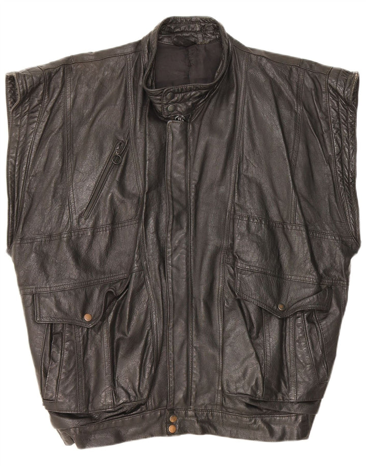 Vintage Herren Lederweste UK 40 Großes schwarzes Leder