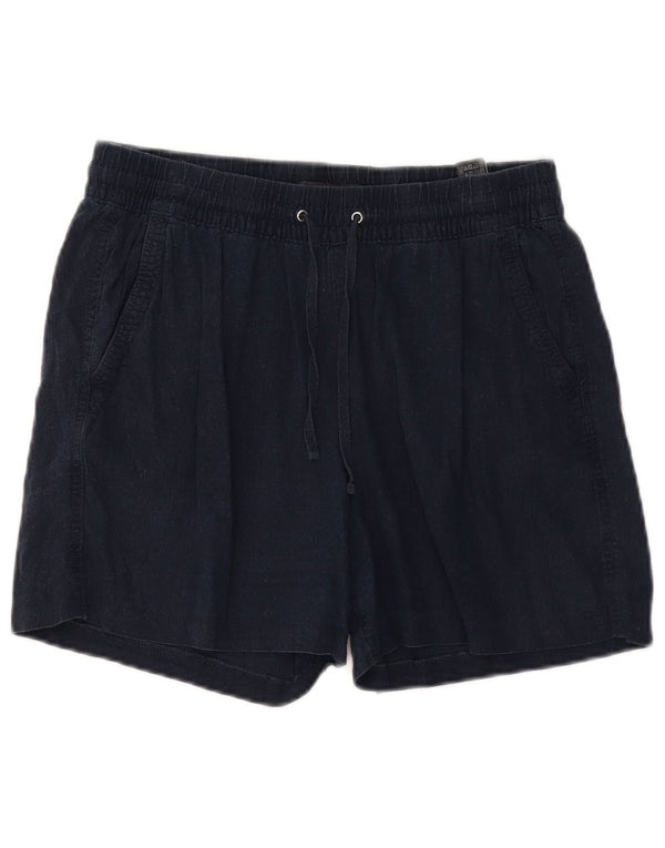 Marks & Spencer Damen Shorts mit hoher Taille UK 12 Medium W30 Marineblau Flachs