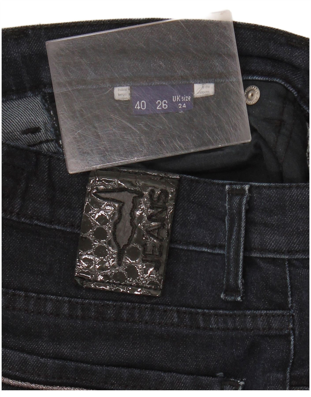 Trussardi Damen Straight Jeans W24 L28 Marineblau