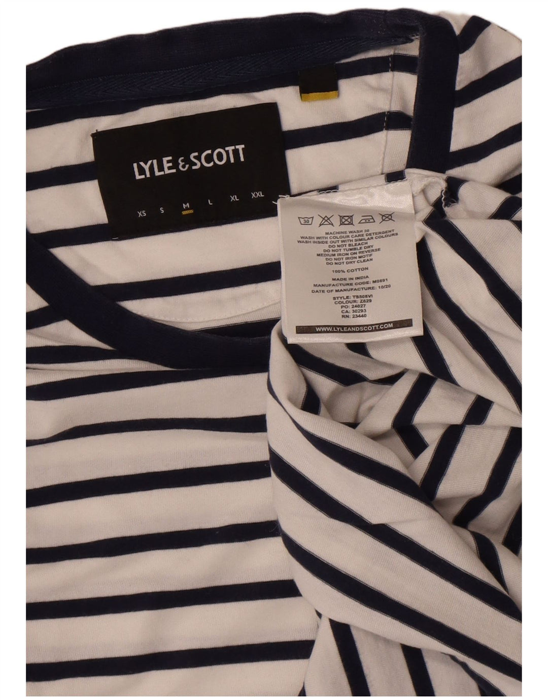 Lyle & Scott Herren T-Shirt-Oberteil aus mittelweißer, gestreifter Baumwolle