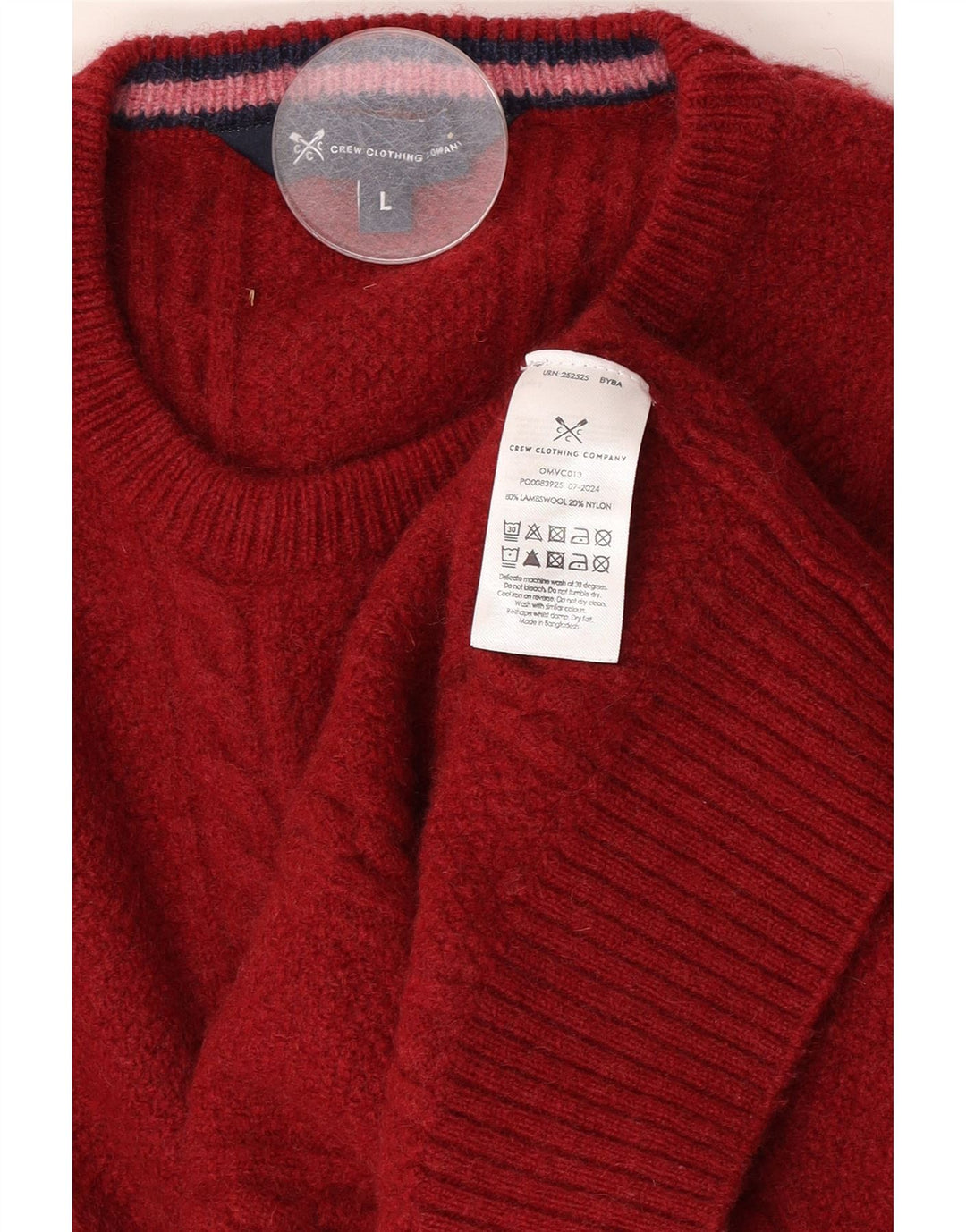 Crew Clothing Herren-Pullover mit Kragen, Größe L, rote Lammwolle