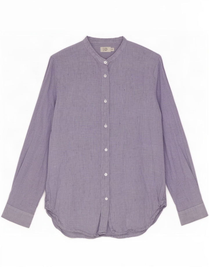 Dack's Damenhemd UK 14 Mittelblauer Nadelstreifen