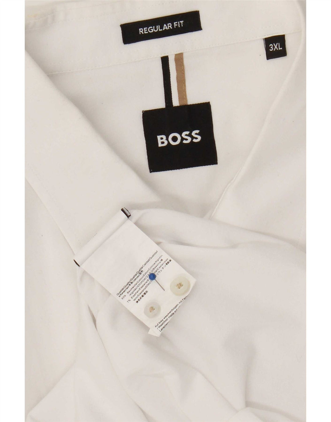 Hugo Boss Herren-Hemd mit normaler Passform, 3XL, weiße Baumwolle