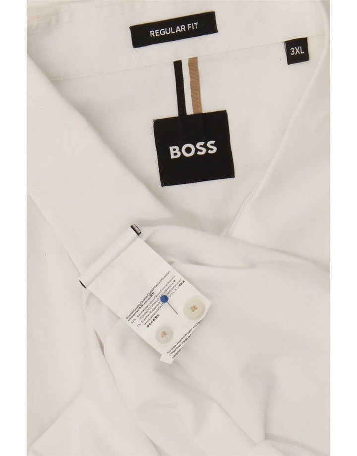 Hugo Boss Herren-Hemd mit normaler Passform, 3XL, weiße Baumwolle